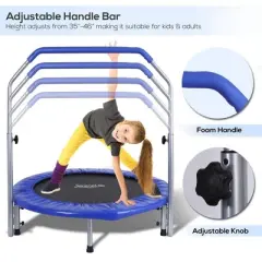 SereneLife Adult Jumping Fitness Trampoline - 40" Foldable Rebounder with Adjustable Handrail, Core Workout Trainer - SLSPT409