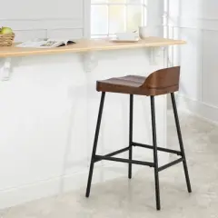 Costway Industrial 24.5'' Bar Stool Counter Height Saddle Seat Kitchen Stool w/ Low Back