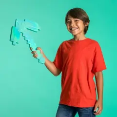 Mojang Synergies AB Minecraft Diamond Pickaxe Costume Weapons Chrome Finish