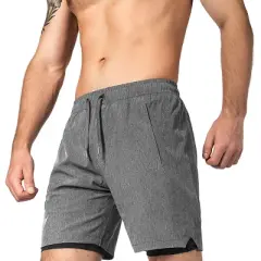 Zilpu Mens Quick Dry Athletic Performance Shorts with Zipper Pocket (7 inch)