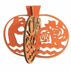 Ganz 5.5 Inch Laser Cut Pumpkins Halloween Seasonal Tabletop , Lightweight Halloween Decor Owl Spider Web Bats Cat (3PC)