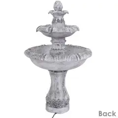 Sunnydaze 50"H Electric Fiberglass Reinforced Concrete 3-Tier Mediterranean-Inspired Outdoor Water Fountain