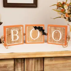 Northlight BOO Wooden Block Halloween Sign with Bats - 27.5"