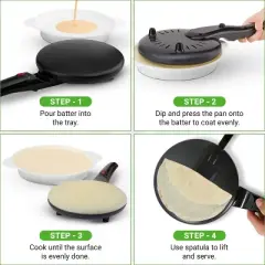 NutriChef Electric Griddle Crepe Maker-Hot Plate Cooktop, Nonstick Coating, Automatic Temperature Control & Plug-in Operation for Kitchen & Countertop