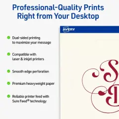 Avery Geo Flat Cards, 5" x 7", Matte Ivory, 20 Total