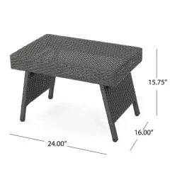 Christopher Knight Home 2pc Salem Outdoor Folding Side Table Wicker Gray