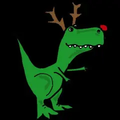 Junior's Design By Humans Cool Funny Christmas T-Rex Dinosaur with Antlers By SmileToday T-Shirt