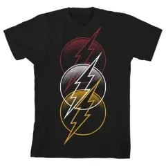 The Flash Triple Logo Black T-shirt Toddler Boy to Youth Boy