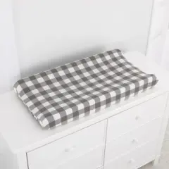 NoJo Grey and White Buffalo Check Changing Pad Cover