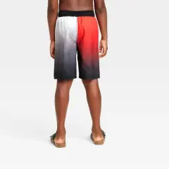 Boys' Piggy Swim Shorts- Red/Silver - Red