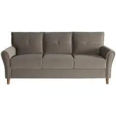 Dunleith Modern Contemporary Velvet Tufted Sofa in Brown and Walnut - Lexicon