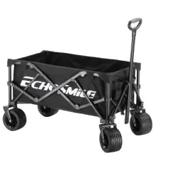 EchoSmile 4.54 cu. ft. Fabric Portable Garden Cart with Adjustable Rolling Wheels in Black