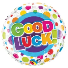 LoonBalloon Sentiments Balloons: 18 Inch GOOD LUCK COLORFUL DOTS (2 pcs)