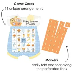 Big Dot of Happiness Noah&rsquo;s Ark - Picture Bingo Cards and Markers - Baby Shower Shaped Bingo Game - Set of 18