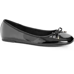 Women's WIDE FIT Patent Ballet Flat - black | EVANS