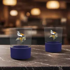 NFL Minnesota Vikings 14oz Rocks Glass Set with Silicone Grip - 2pc