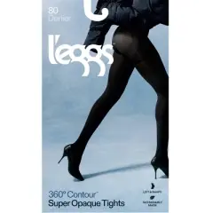 L'eggs Women's 80 Denier 360 Contour Super Opaque Tights - Black
