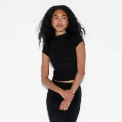 Women's Slim Fit Short Sleeve Mock Turtleneck T-Shirt - Wild Fable&trade;