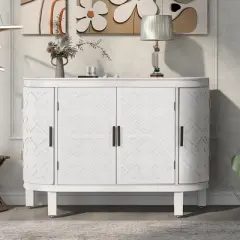 Accent Storage Cabinet Wooden Sideboard Cabinet with Antique Pattern Doors-ModernLuxe
