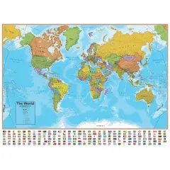 Hemispheres&reg; Blue Ocean Series World Laminated Wall Map, 38" x 51"