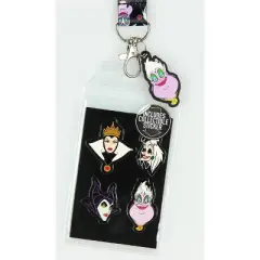 Disney Villains Line Up Collage Lanyard with ID Holder and Rubber Ursula Charm