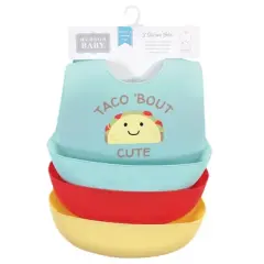 Hudson Baby Infant Boy Silicone Bibs 3pk, Tacos, One Size