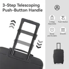 NAYSAYE Luggage ABS Hardshell Spinner Set with TSA Lock and Stylish Design for Travel, Black, 20.87"*11.61"*30.31"