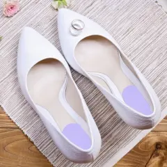 Unique Bargains Silicone Heel Support Cup Pads Orthotic Insole Plantar Care Heel Pads 12Pcs PU Clear Beige Purple