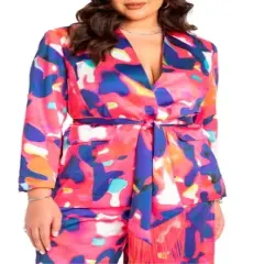 ELOQUII Women&rsquo;s Plus Size Printed Blazer