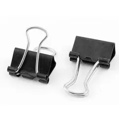 Unique Bargains Desk Paper Document Office Stationery Metal Binder Clips Black 0.6" 24 Pcs