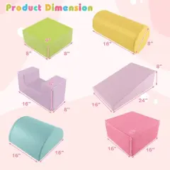 Costway 6 PCS Kids Climber Play Set Indoor Foam Climb and Crawl Activity Blocks w/ Cover Multicolor