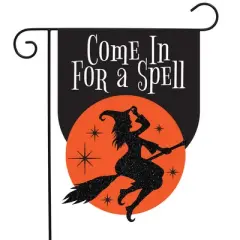 Briarwood Lane Halloween Burlap Garden Flag 12x18 For Outdoor Come in For a Spell For Halloween Garden Flag Flags For Outside