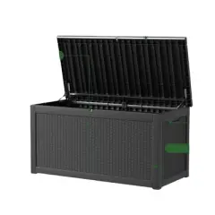 DSVIMOY Deck Boxes, 2-Piece 260 Gal Outdoor Storage Deck Box, Small Patio Storage Bin for Garden Tools, Black, 67.72"*32.20"*33.66"