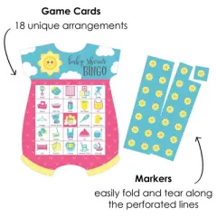 Big Dot of Happiness You Are My Sunshine - Picture Bingo Cards and Markers - Baby Shower Shaped Bingo Game - Set of 18