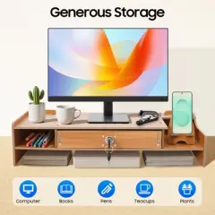 YIYIBYUS Computer Monitor Stand, Computer Rack with Lockable Drawer, Monitor Stand