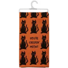 Primitives By Kathy 26.0 Inch Batty Creepin' Meow Kitchen Towels Halloween Hand Towel Set , (2PC)