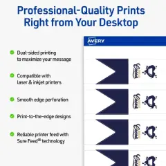 Avery Printable Banner Rectangle Flag Tags, Sure Feed Technology, 1" x 3", Matte White Cardstock, Print-to-The-Edge, Laser/Inkjet Printable, 400 Total