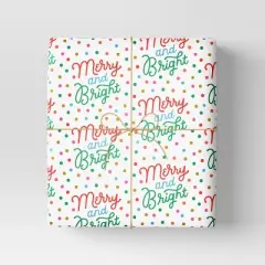 30" 50 sq ft Christmas Roll Wrap Merry and Bright on White - Wondershop&trade;