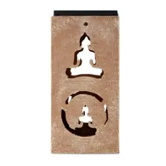 Techko Maid LED Solar 10.8" Portable Buddha Cut Out Decorative Outdoor Lantern Clear