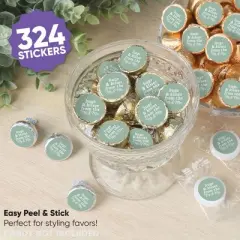 Big Dot of Happiness Sage Green Wedding Candy Stickers, Mr & Mrs Wedding Guest Favors, Party Favor Labels, Small Round Candy Stickers - 324 Count