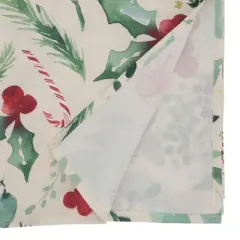 Saro Lifestyle Holiday Tablecloth With Christmas Foliage and Candy Canes