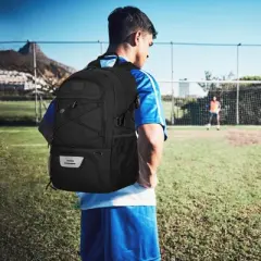 Soccer Backpack, Large Water-Resistant Sports Bag with Ball & Shoe Compartment, Multi-Purpose Backpack