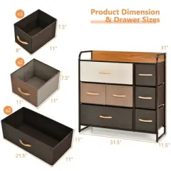 Costway 7-Drawer Dresser Storage 3-Tier Organizer Tower Steel Frame Wooden Top