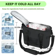 Tirrinia 20 Cans Soft Sided Cooler Bag, Insulated Leakproof Multi Use Cooler Tote Bag, Camping Essentials