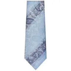 TheDapperTie Men's Light Blue And Black Paisley Necktie with Hanky