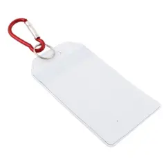 Unique Bargains Aluminum Carabiner Plastic Clear Red Badge Holder 6 x 11 cm 1 Pc