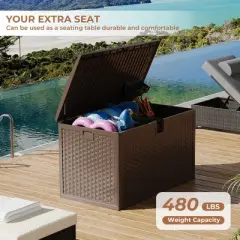 Gallon Outdoor Storage Box Waterproof, Lockable Resin Deck Box, Patio Deck Storage Box For Package Delivery, Square Deck Box Small Container