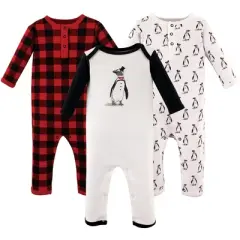 Hudson Baby Infant Boy Cotton Coveralls 3pk, Penguin