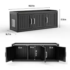 Kumasinova Versatile 3-Chamber Cat House,Outdoor Cat Shelter with Weatherproof Design,Ideal Spacious Indoor Cat Furniture for Multiple Pets,Black