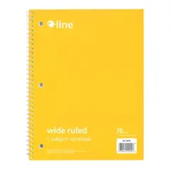 C-Line&reg; 1-Subject Notebook, 70 Page, Wide Ruled, Yellow, Pack of 12